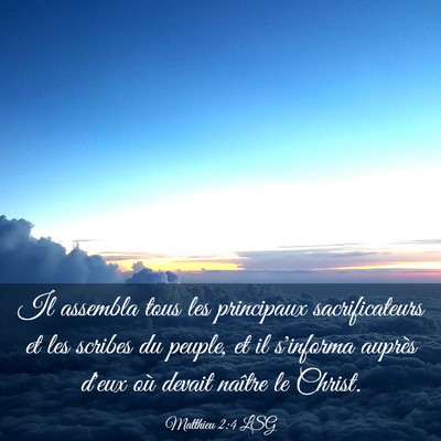 Picture 03 - Matthieu 2:4 LSG - Il assembla tous les principaux sacrificateurs et - Bible Verse Picture