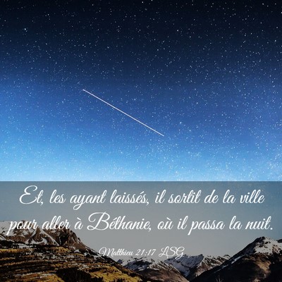 Picture 03 - Matthieu 21:17 LSG - Et, les ayant laissés, il sortit de la ville - Bible Verse Picture