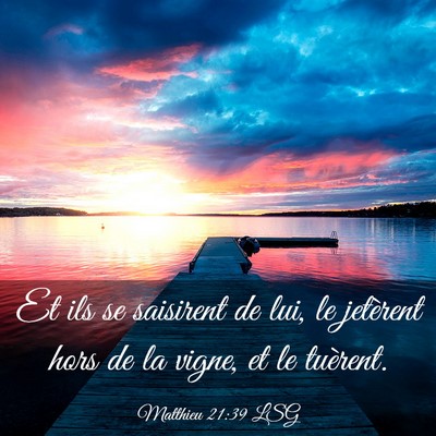 Picture 03 - Matthieu 21:39 LSG - Et ils se saisirent de lui, le jetèrent hors de - Bible Verse Picture
