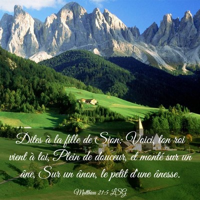 Picture 03 - Matthieu 21:5 LSG - Dites à la fille de Sion: Voici, ton roi vient - Bible Verse Picture