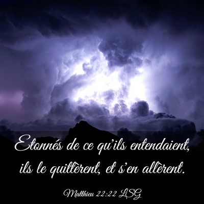 Picture 03 - Matthieu 22:22 LSG - Etonnés de ce qu'ils entendaient, ils le - Bible Verse Picture