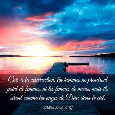 Picture 03 - Matthieu 22:30 LSG - Car, à la résurrection, les hommes ne prendront - Bible Verse Picture