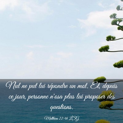 Picture 03 - Matthieu 22:46 LSG - Nul ne put lui répondre un mot. Et, depuis ce - Bible Verse Picture