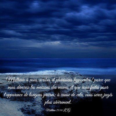 Picture 03 - Matthieu 23:14 LSG - Malheur à vous, scribes et pharisiens - Bible Verse Picture