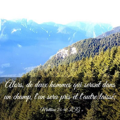 Picture 03 - Matthieu 24:40 LSG - Alors, de deux hommes qui seront dans un champ, - Bible Verse Picture