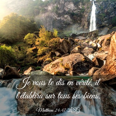 Picture 03 - Matthieu 24:47 LSG - Je vous le dis en vérité, il l'établira sur - Bible Verse Picture