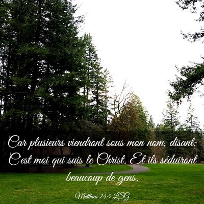 Picture 03 - Matthieu 24:5 LSG - Car plusieurs viendront sous mon nom, disant: - Bible Verse Picture