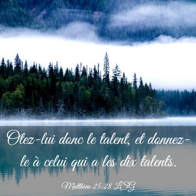 Picture 03 - Matthieu 25:28 LSG - Otez-lui donc le talent, et donnez-le à celui - Bible Verse Picture