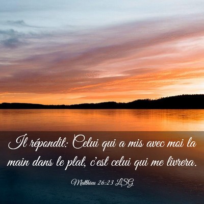 Picture 03 - Matthieu 26:23 LSG - Il répondit: Celui qui a mis avec moi la main - Bible Verse Picture
