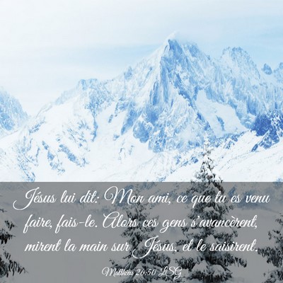 Picture 03 - Matthieu 26:50 LSG - Jésus lui dit: Mon ami, ce que tu es venu faire, - Bible Verse Picture