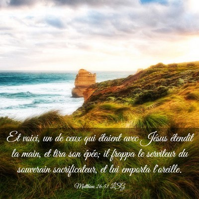 Picture 03 - Matthieu 26:51 LSG - Et voici, un de ceux qui étaient avec Jésus - Bible Verse Picture