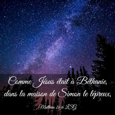 Picture 03 - Matthieu 26:6 LSG - Comme Jésus était à Béthanie, dans la maison - Bible Verse Picture