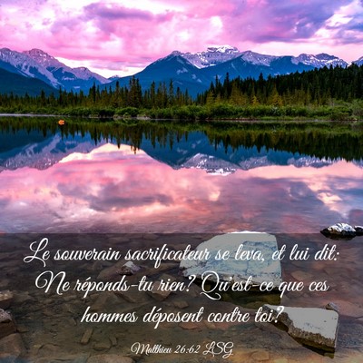 Picture 03 - Matthieu 26:62 LSG - Le souverain sacrificateur se leva, et lui dit: - Bible Verse Picture