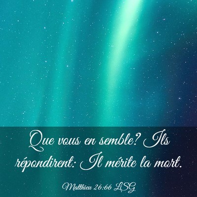 Picture 03 - Matthieu 26:66 LSG - Que vous en semble? Ils répondirent: Il mérite - Bible Verse Picture