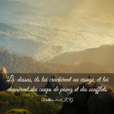 Picture 03 - Matthieu 26:67 LSG - Là-dessus, ils lui crachèrent au visage, et lui - Bible Verse Picture