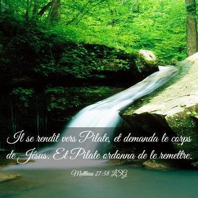 Picture 03 - Matthieu 27:58 LSG - Il se rendit vers Pilate, et demanda le corps de - Bible Verse Picture