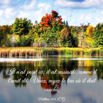 Picture 03 - Matthieu 28:6 LSG - Il n'est point ici; il est ressuscité, comme il - Bible Verse Picture