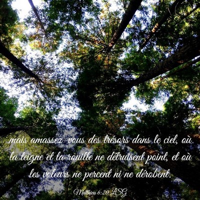 Picture 03 - Matthieu 6:20 LSG - mais amassez-vous des trésors dans le ciel, où - Bible Verse Picture