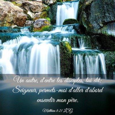 Picture 03 - Matthieu 8:21 LSG - Un autre, d'entre les disciples, lui dit: - Bible Verse Picture