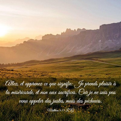 Picture 03 - Matthieu 9:13 LSG - Allez, et apprenez ce que signifie: Je prends - Bible Verse Picture