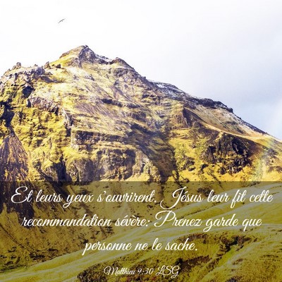 Picture 03 - Matthieu 9:30 LSG - Et leurs yeux s'ouvrirent. Jésus leur fit cette - Bible Verse Picture