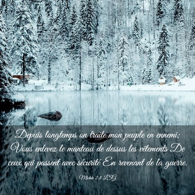 Picture 03 - Michée 2:8 LSG - Depuis longtemps on traite mon peuple en ennemi; - Bible Verse Picture