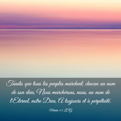 Picture 03 - Michée 4:5 LSG - Tandis que tous les peuples marchent, chacun au - Bible Verse Picture