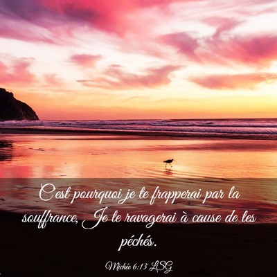 Picture 03 - Michée 6:13 LSG - C'est pourquoi je te frapperai par la souffrance, - Bible Verse Picture