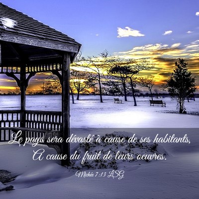Picture 03 - Michée 7:13 LSG - Le pays sera dévasté à cause de ses habitants, - Bible Verse Picture