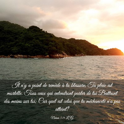 Picture 03 - Nahum 3:19 LSG - Il n'y a point de remède à ta blessure, Ta - Bible Verse Picture
