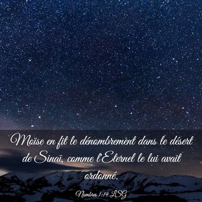 Picture 03 - Nombres 1:19 LSG - Moïse en fit le dénombrement dans le désert de - Bible Verse Picture