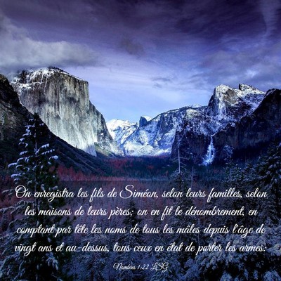 Picture 03 - Nombres 1:22 LSG - On enregistra les fils de Siméon, selon leurs - Bible Verse Picture