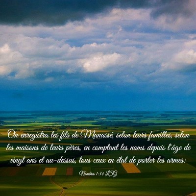 Picture 03 - Nombres 1:34 LSG - On enregistra les fils de Manassé, selon leurs - Bible Verse Picture