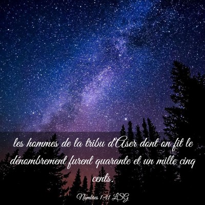 Picture 03 - Nombres 1:41 LSG - les hommes de la tribu d'Aser dont on fit le - Bible Verse Picture