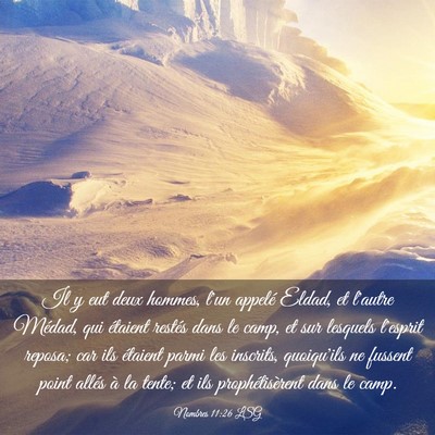 Picture 03 - Nombres 11:26 LSG - Il y eut deux hommes, l'un appelé Eldad, et - Bible Verse Picture