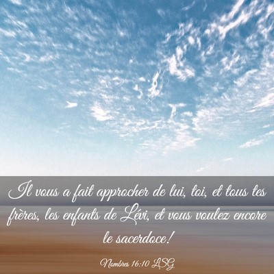 Picture 03 - Nombres 16:10 LSG - Il vous a fait approcher de lui, toi, et tous tes - Bible Verse Picture