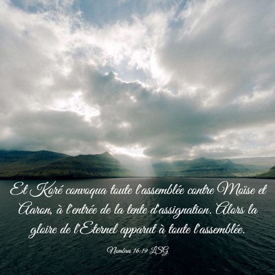 Picture 03 - Nombres 16:19 LSG - Et Koré convoqua toute l'assemblée contre - Bible Verse Picture