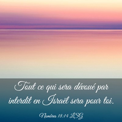 Picture 03 - Nombres 18:14 LSG - Tout ce qui sera dévoué par interdit en Israël - Bible Verse Picture
