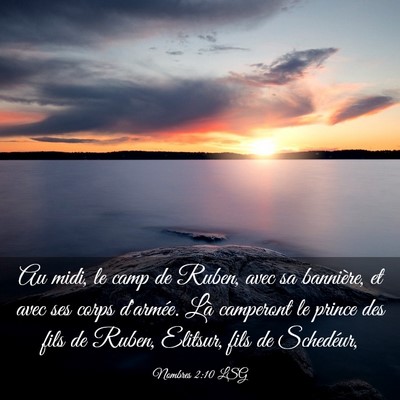 Picture 03 - Nombres 2:10 LSG - Au midi, le camp de Ruben, avec sa bannière, et - Bible Verse Picture