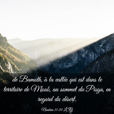 Picture 03 - Nombres 21:20 LSG - de Bamoth, à la vallée qui est dans le - Bible Verse Picture