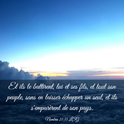 Picture 03 - Nombres 21:35 LSG - Et ils le battirent, lui et ses fils, et tout son - Bible Verse Picture