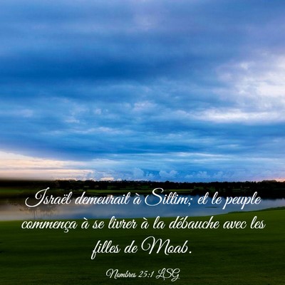 Picture 03 - Nombres 25:1 LSG - Israël demeurait à Sittim; et le peuple - Bible Verse Picture