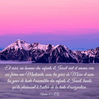 Picture 03 - Nombres 25:6 LSG - Et voici, un homme des enfants d'Israël vint et - Bible Verse Picture