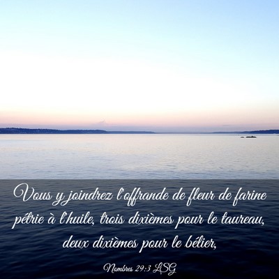 Picture 03 - Nombres 29:3 LSG - Vous y joindrez l'offrande de fleur de farine - Bible Verse Picture