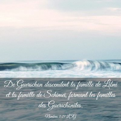 Picture 03 - Nombres 3:21 LSG - De Guerschon descendent la famille de Libni et la - Bible Verse Picture