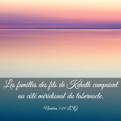 Picture 03 - Nombres 3:29 LSG - Les familles des fils de Kehath campaient au - Bible Verse Picture