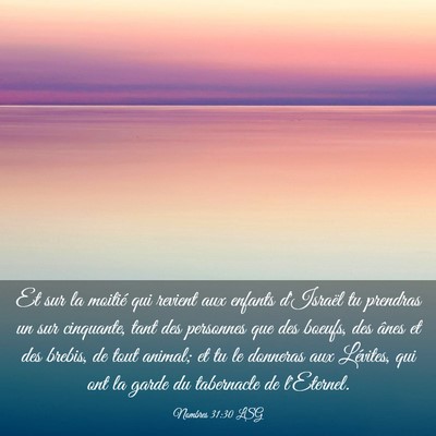 Picture 03 - Nombres 31:30 LSG - Et sur la moitié qui revient aux enfants - Bible Verse Picture