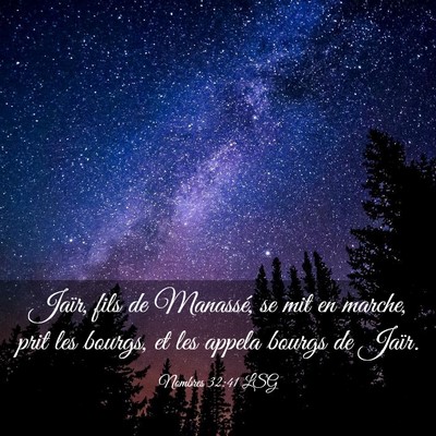Picture 03 - Nombres 32:41 LSG - Jaïr, fils de Manassé, se mit en marche, prit - Bible Verse Picture