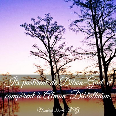 Picture 03 - Nombres 33:46 LSG - Ils partirent de Dibon-Gad, et campèrent à - Bible Verse Picture
