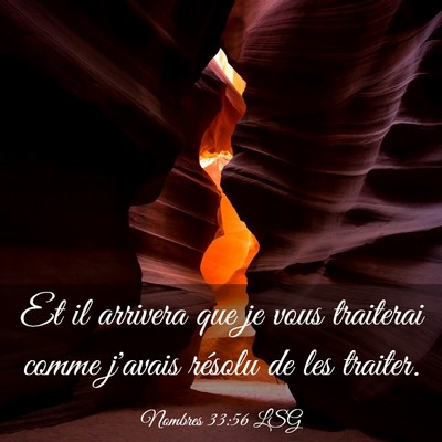 Picture 03 - Nombres 33:56 LSG - Et il arrivera que je vous traiterai comme - Bible Verse Picture